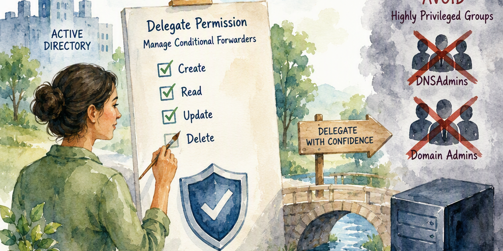 Illustration for Delegating Conditional Forwarders in Windows Server AD